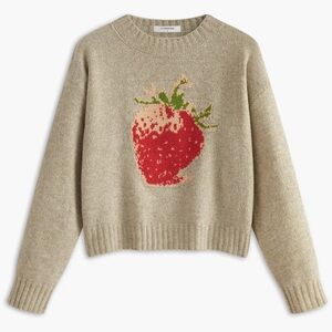 Commense Beige Sweater with Strawberry Design